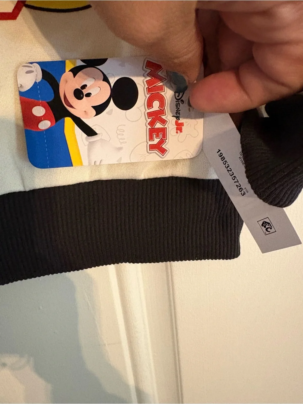 Disney Cream & Black Mickey Mouse '28' Polo long sleeve